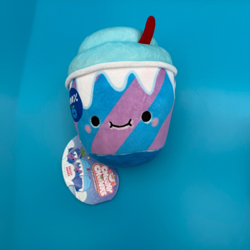 Cheeky Chonks Plush Toy Kids Small Blue NEW Reversible Freezy Cheeks Slushie